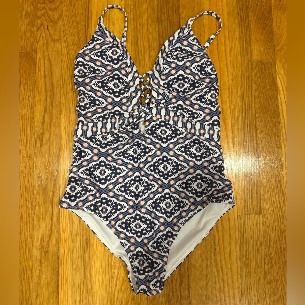 Jessica Simpson Blue and White Swimsuit